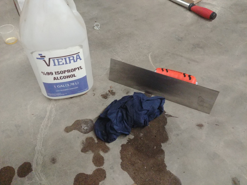 Clean tools with solvent - IPA works well